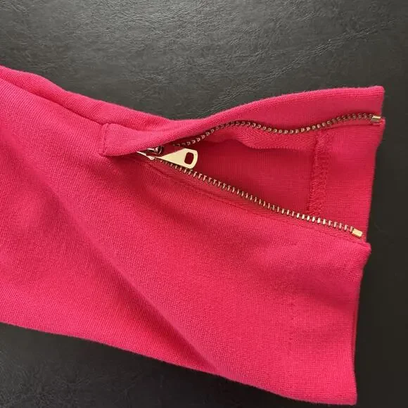 Ann Taylor Red Stretch Sheath Dress Zipper 3/4 Sleeve Size 6 Stretch Designer - Picture 4 of 12